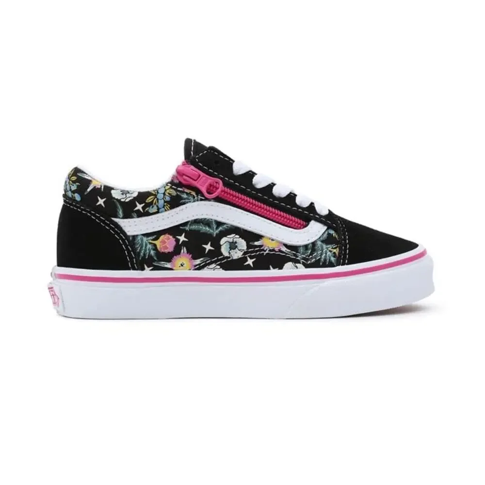 VANS OLD SKOOL ZIP KIDS FLORAL BLACK SIZE 2.5